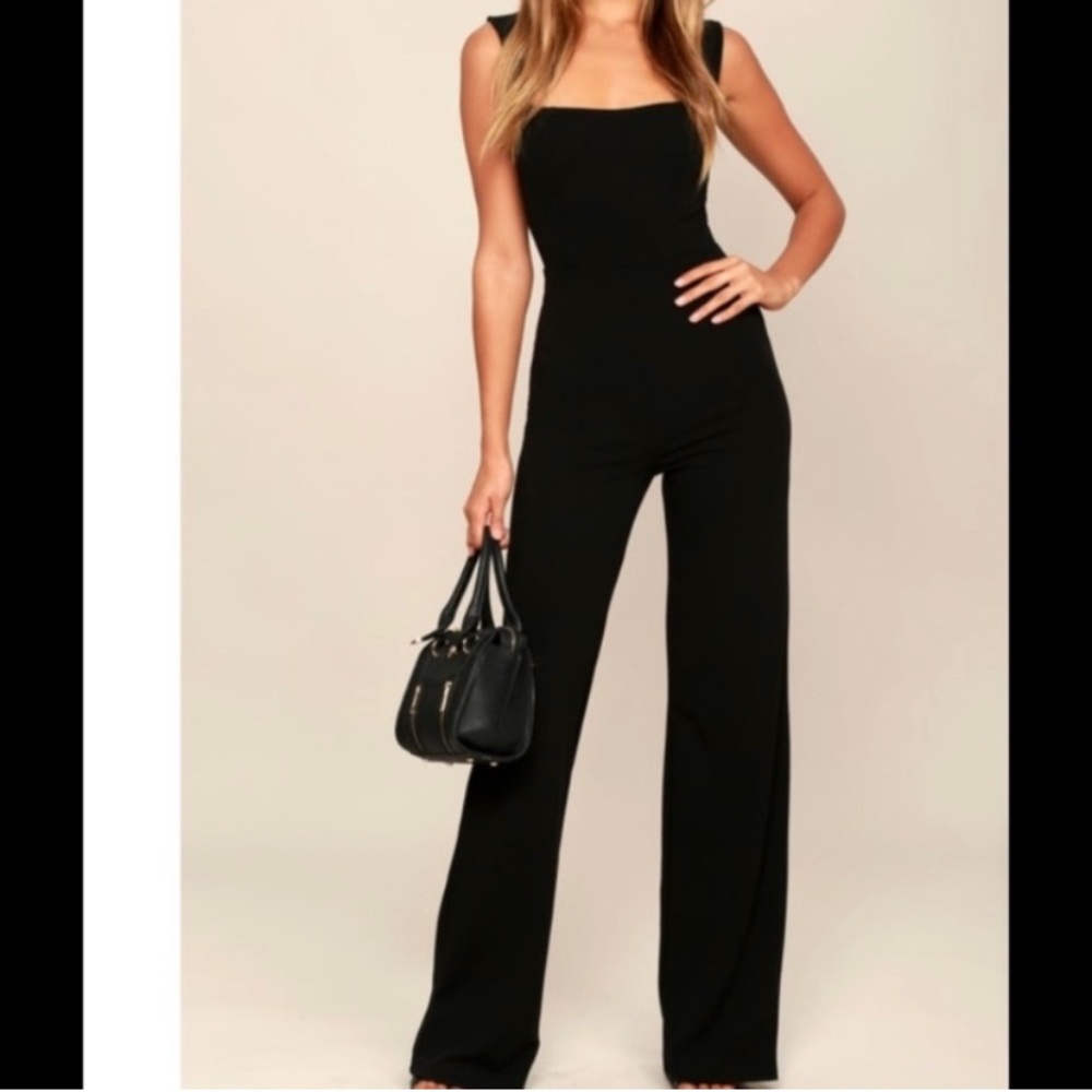 XS Black Sweetheart Neck Jumpsuit